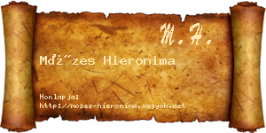 Mózes Hieronima névjegykártya